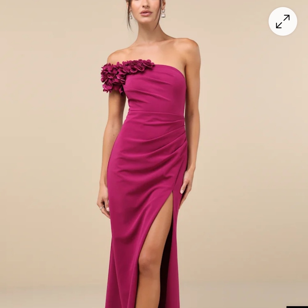 Lulu's Fuchsia One-Shoulder Dress